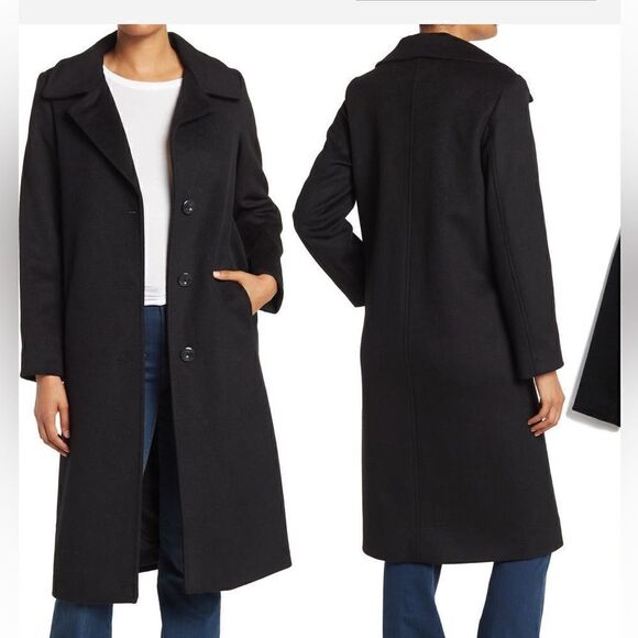 Jones New York Women's Single-Breasted Maxi Wool Coat, charcoal, Size 4 - Picture 1 of 13